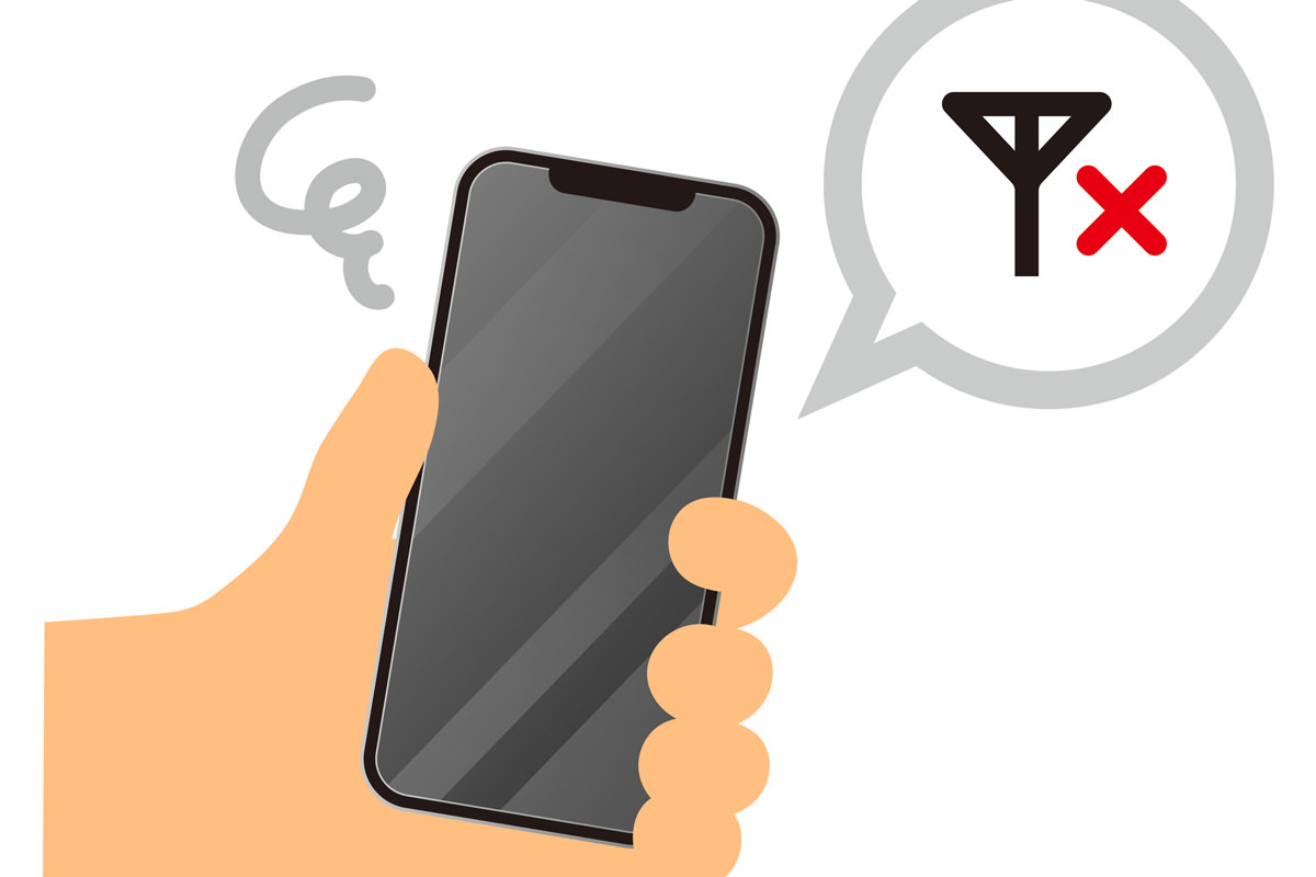 iPhoneが圏外病になっているイメージイラスト