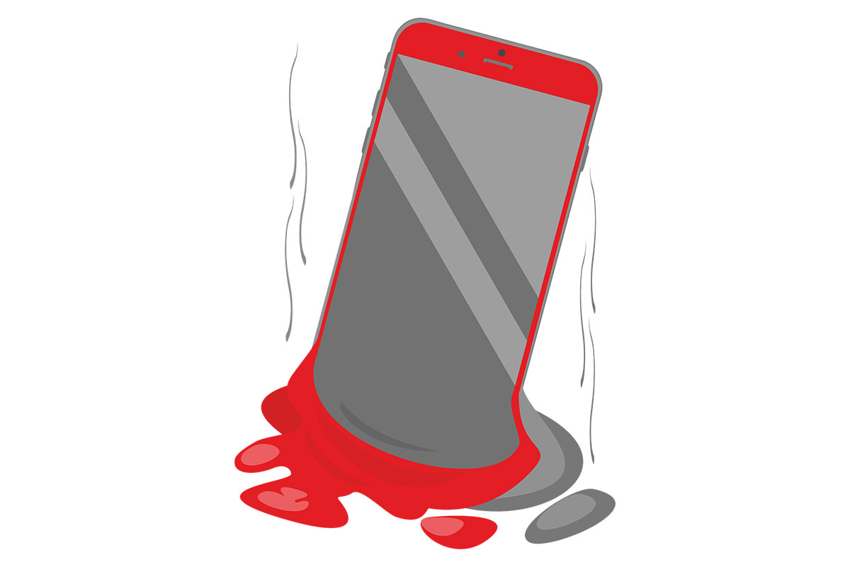 iPhoneが熱暴走を起こしているイメージイラスト