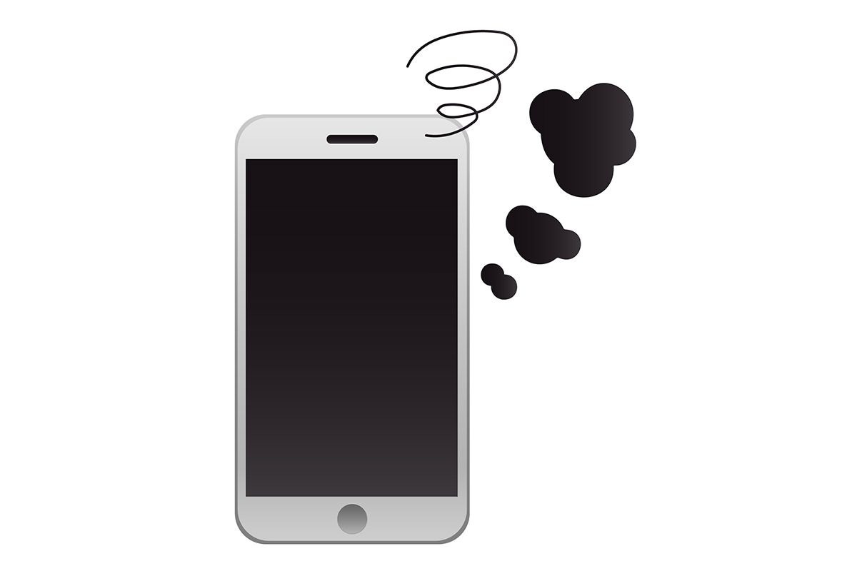 iPhoneが熱暴走で不具合を起こしたイメージイラスト