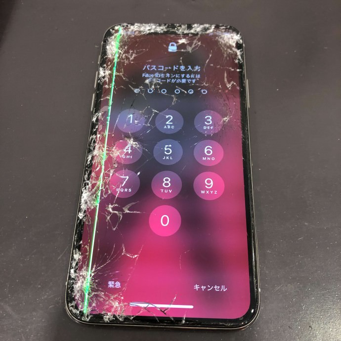 iPhoneX　画面交換　緑線　縦線　光線　修理　故障
