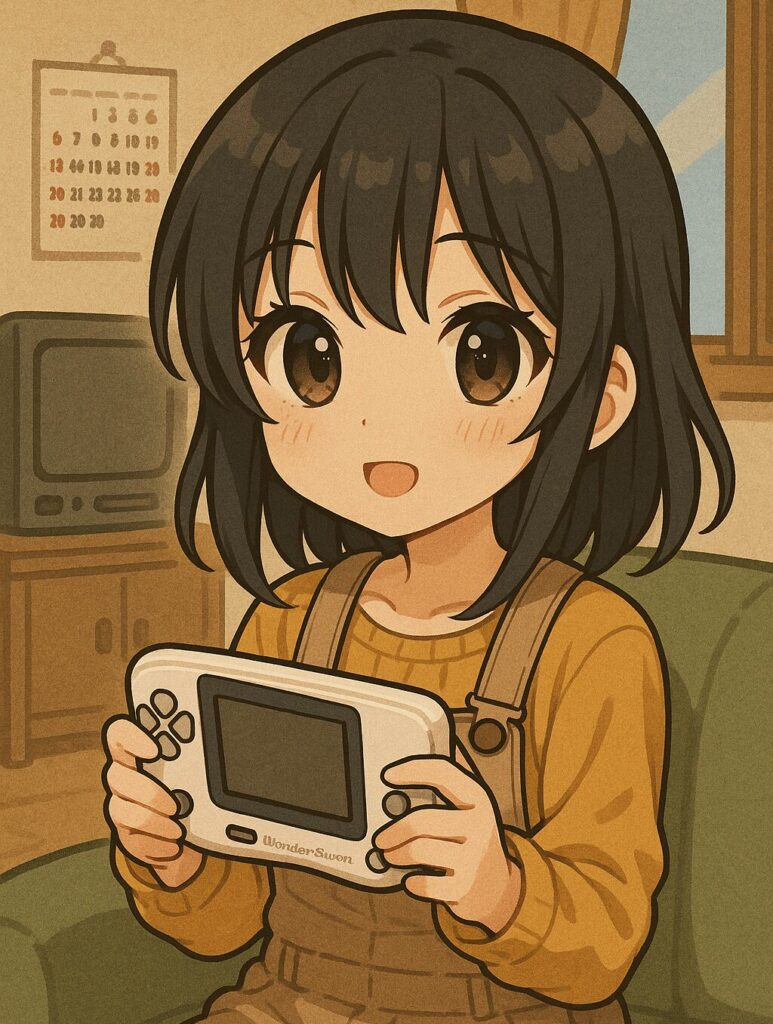 ワンダースワンで遊んでる少女