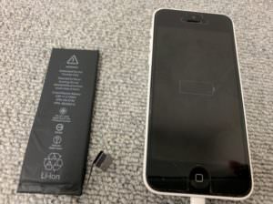 バッテリー交換修理後のiPhone5c