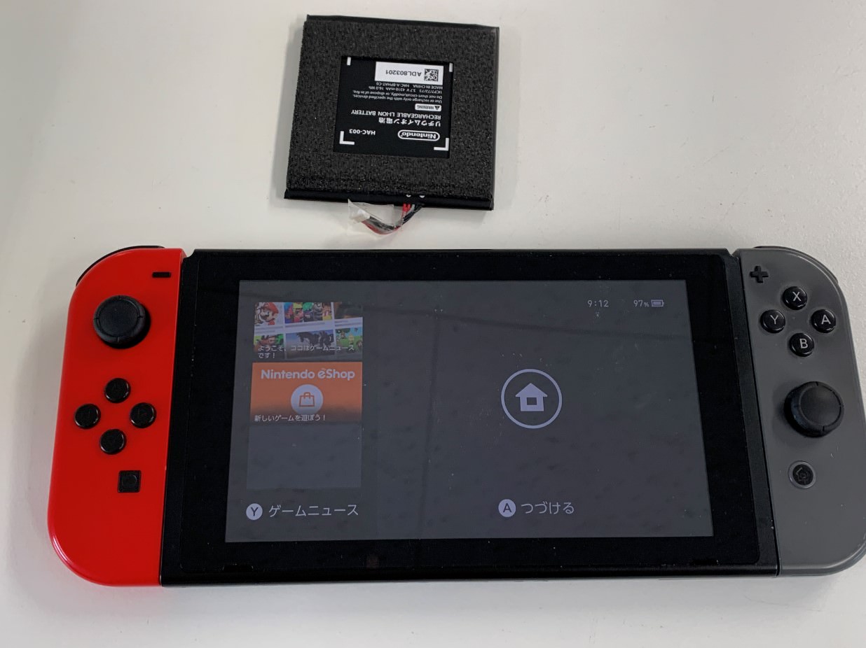 バッテリー交換することで使用時間が伸びたswitch