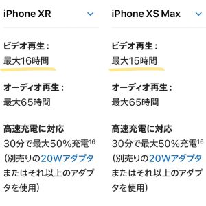 iPhone バッテリー容量