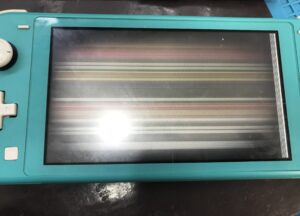 液晶が虹色のノイズで見えないSwitch Liteの様子