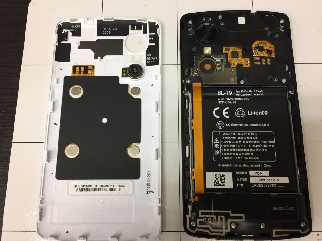 Nexus 5 バッテリー交換修理　電源が入らない
